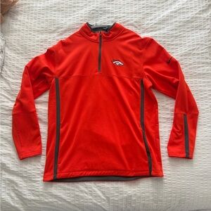Denver Broncos Nike Orange Quarter zip Pullover with fleece on the inside
